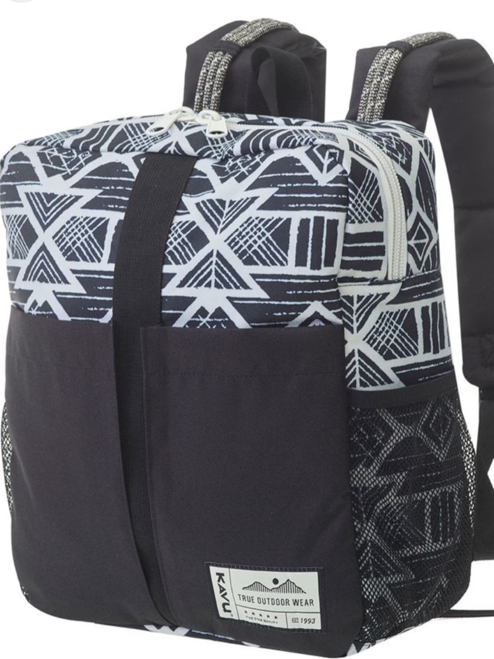 Kavu Black & White Geometric Outdoor Hiking Nature Onamission Backpack